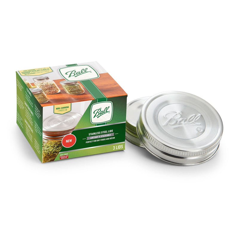 BALL Regular Mouth Stainless Steed Lids, Rust-Resistant, 3-pk W3Q9