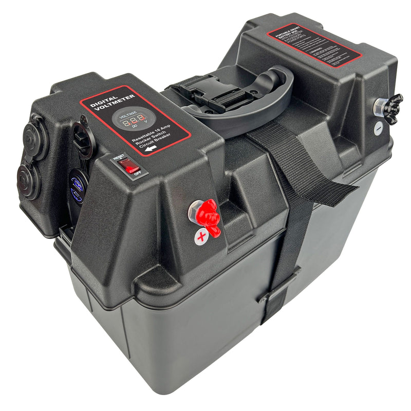 Battery Box Power Station with Charge Indicator, Black I0A8