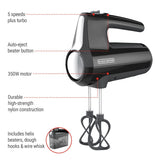 Helix Hand Mixer, Premium Performance 5 Speed Hand Mixer, Includes 5 Attachments and Case, Black K4Z3 - product image 4
