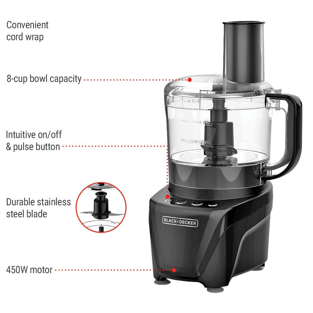 Black N Decker Dishwasher Safe Food Processor, 8-Cup R8Z2 - product image 3