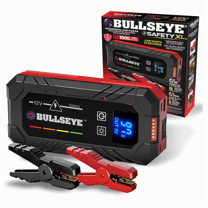 Safety XL 1000A 12V Car Jump Starter, Portable Booster with Jumper Cables, 6.0-L Gas & 3.0-L Diesel, 1800mAh Rechargeable O6T3