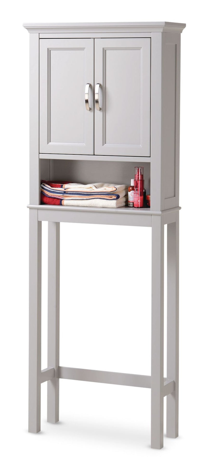 Elena 2-Door Over-The-Toilet Spacesaver Bathroom Storage Cabinet, Grey X7U4