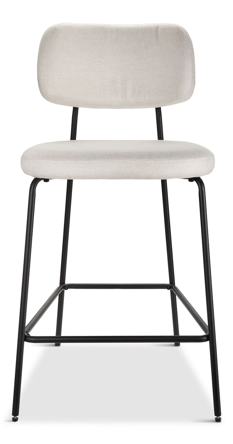 Kase Upholstered Counter Stool with Back Rest, Off-white/Light Grey P9X3