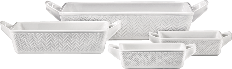 Stoneware Bakeware Set, White, Assorted Sizes, 4-pc T1N2