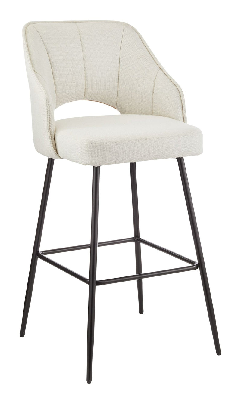 Yael Elegant Elevated Bar Stool with Back Rest, Creme K8R2
