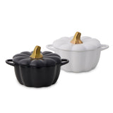 Kitchen 320-mL Black/White Ceramic Pumpkin Cocotte, 2-pk X7E1 - product image 1