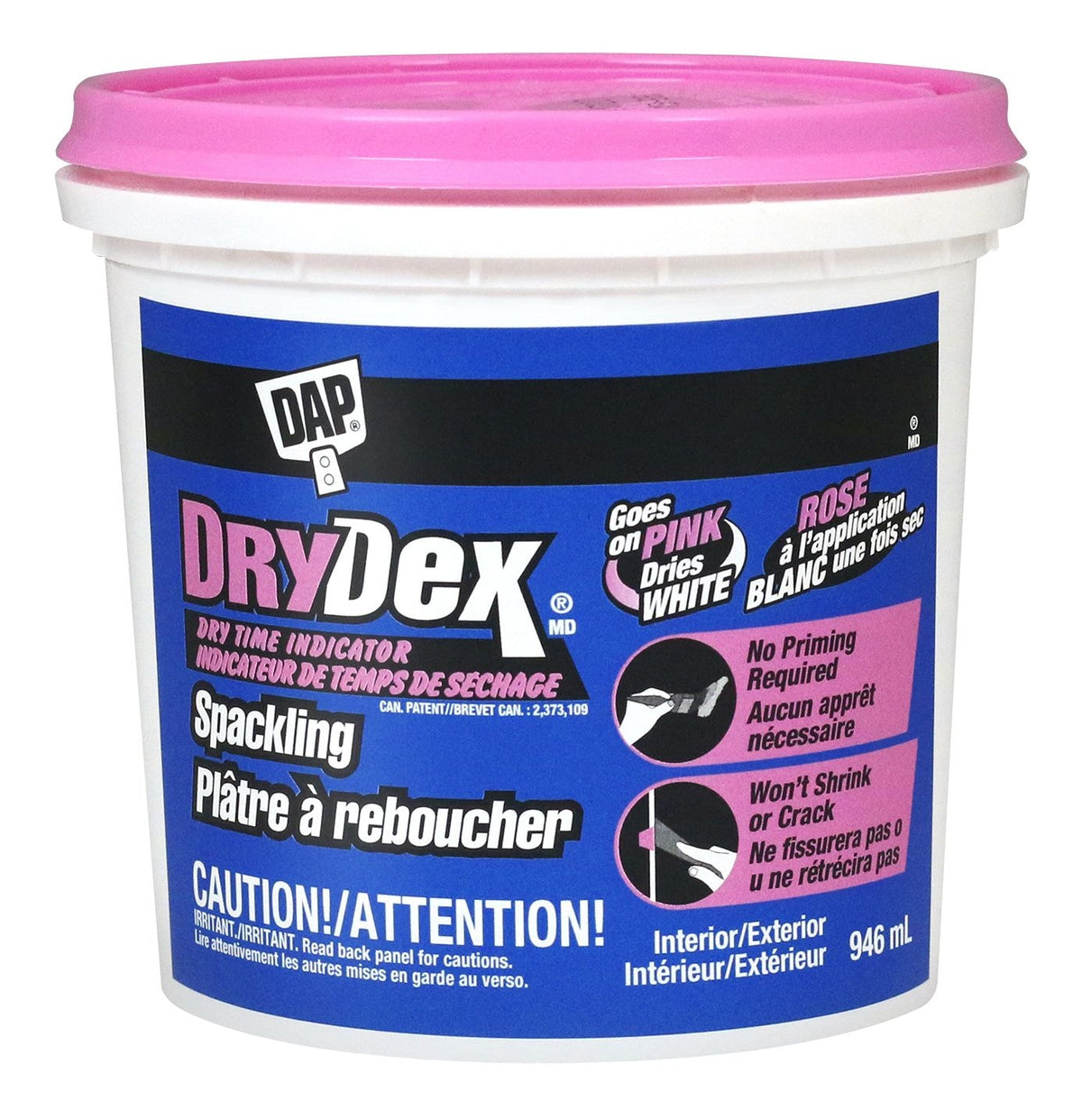 DryDex Spackling, Indoor/Outdoor Wall Hole & Crack Repair with Dry Time Indicator, 946-mL S1S0 - product image 1