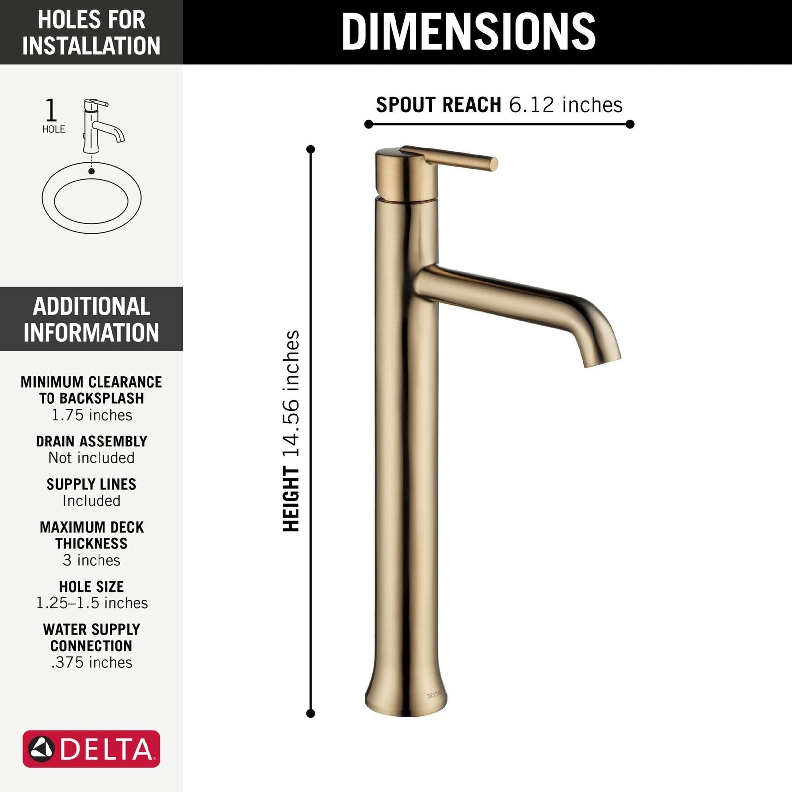 1-Handle Vessel Lavatory Faucet, Champagne Bronze Y4S9 - product image 3
