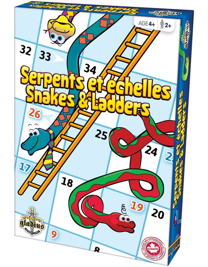 Gladius Snakes & Ladders Classic Family Board Game Set, Ages 4+ I1N8