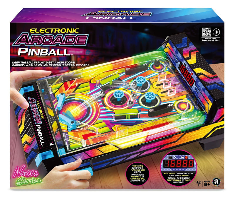 Electronic Arcade Pinball, Vibrating Bumpers and LED Lights, Ages 6+ Q5S3