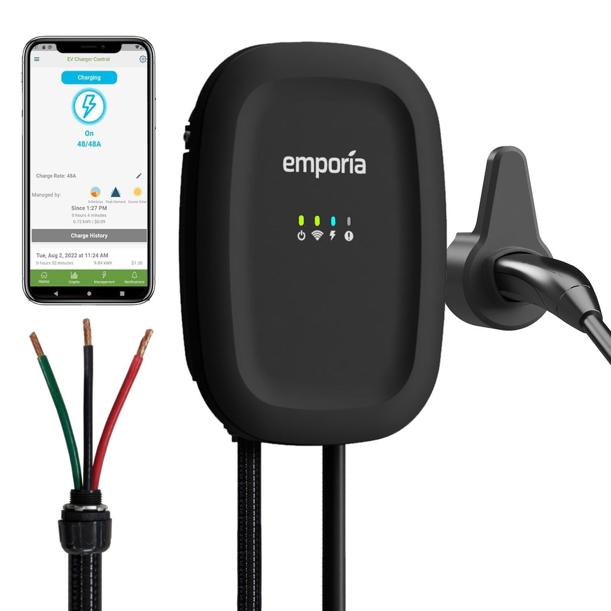 48A Wi-Fi Level 2 Hardwired NACS EV Charger H5F1 - product image 1