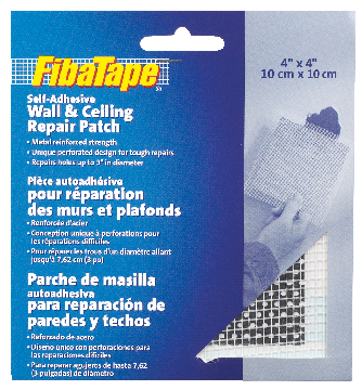 Self-Adhesive Wall & Ceiling Hole Repair Patch For Drywall & Plaster, 4 x 4-in Z7H6