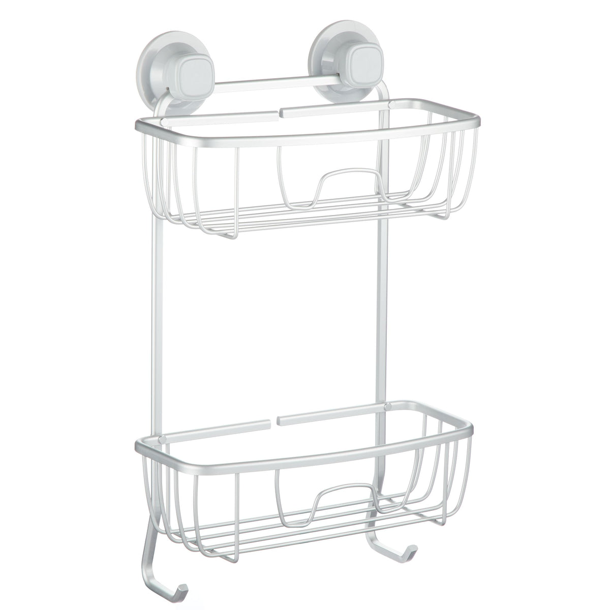 Aluminum Rust-Resistant Suction 2-Shelf Shower Caddy with Hook, 17.5-in x 10.3-in x 5.4-in A3U9 - product image 1