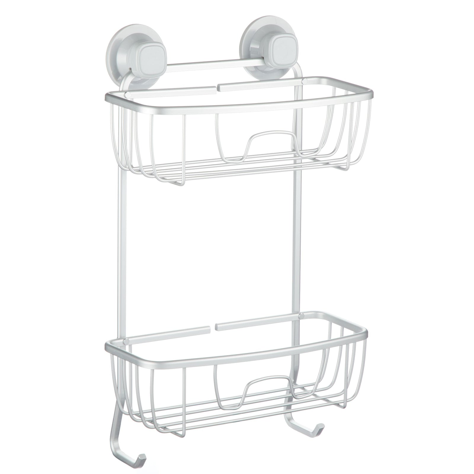 Aluminum Rust-Resistant Suction 2-Shelf Shower Caddy with Hook, 17.5-in x 10.3-in x 5.4-in X6Q9 - product image 1