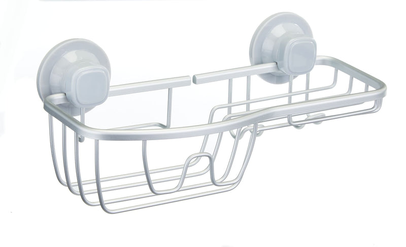 Aluminum Rust-Resistant Suction Basket Shower Caddy with Hook, 3-in x 11-in x 5-in G3J3