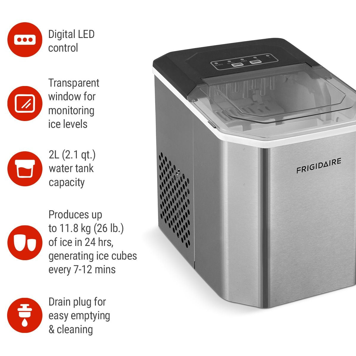 Stainless Steel Countertop Ice Maker with LED Display, 2.3-qt, Silver L3Z5 - product image 2