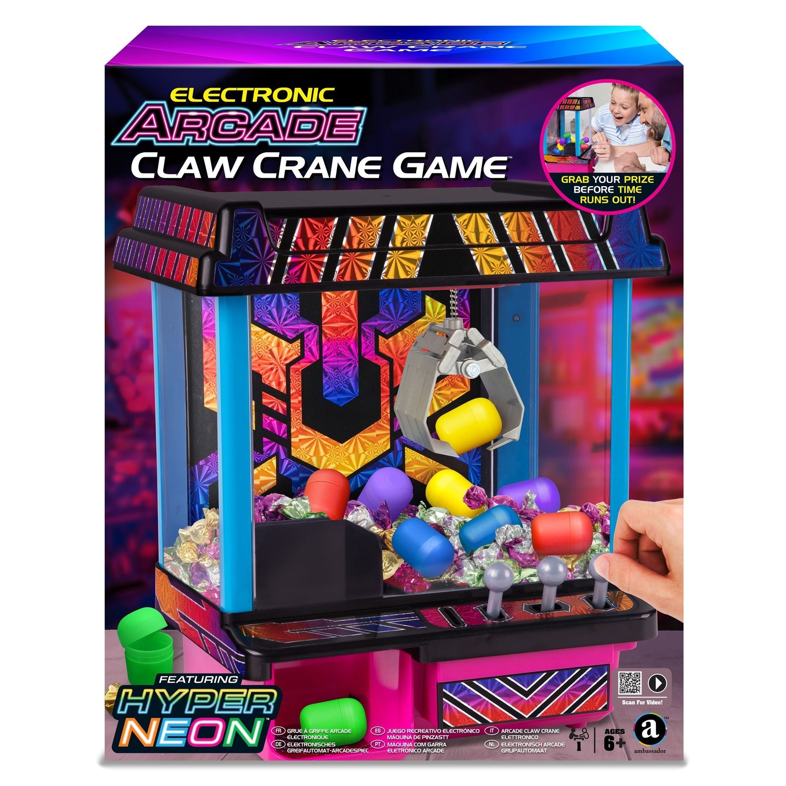 GAME Hyper Neon Series Electronic Arcade Claw Crane for Ages 6+ W3P1 - product image 1