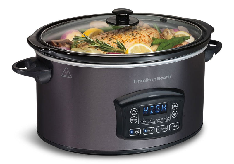 Programmable Defrost Slow Cooker, Black, 6-qt U2S8