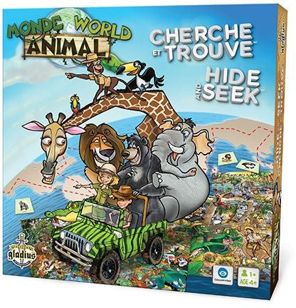 and Seek Animal World Family Board Game, Bilingual, Ages 4+ L4D9