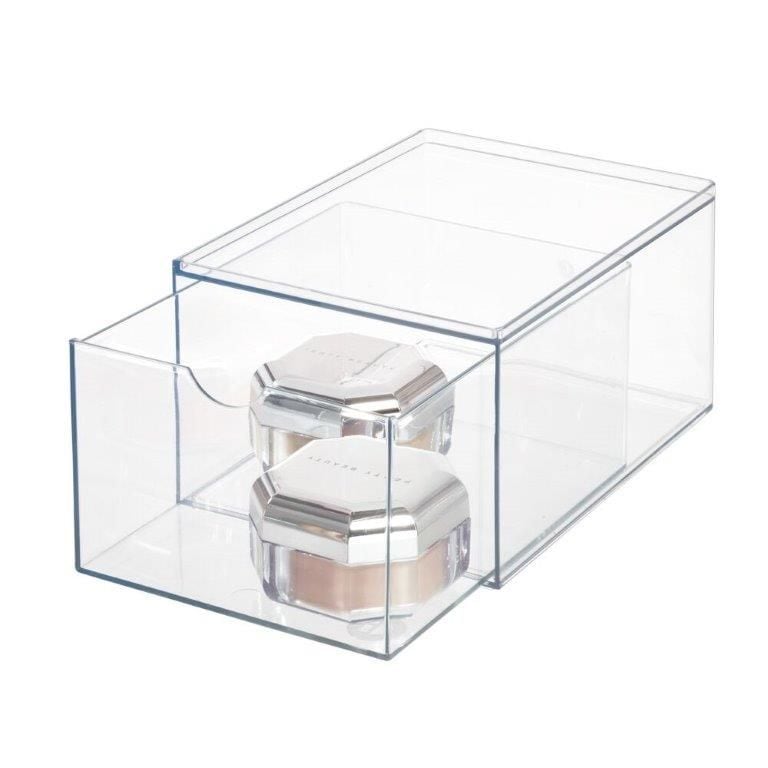 RPET Stackable Pull-Out Drawer Organizer Bin, Clear G3M4