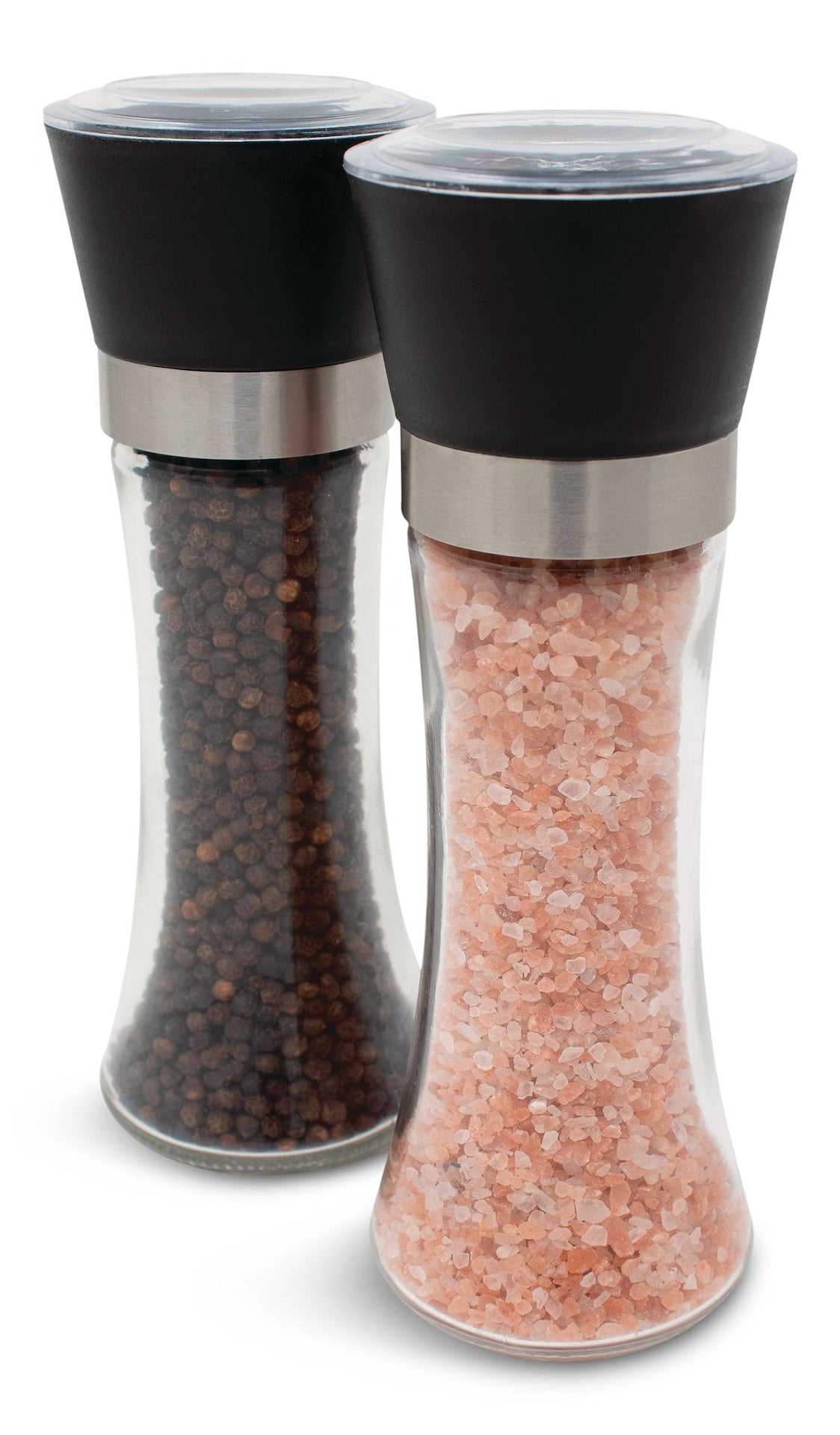 Glass Salt & Pepper Grinder Mill Set, Pre-Filled, 7.5-in, 2-pc U4Z2 - product image 1