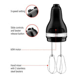 Kitchen Aid Compact 5-Speed Hand Mixer with Stainless Steel Accessories, Black U9X9 - product image 3