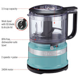 Compact 3.5 Cup Food Chopper/Mini Food Processor with Dishwasher Safe Parts, Aqua Sky W1F4 - product image 4