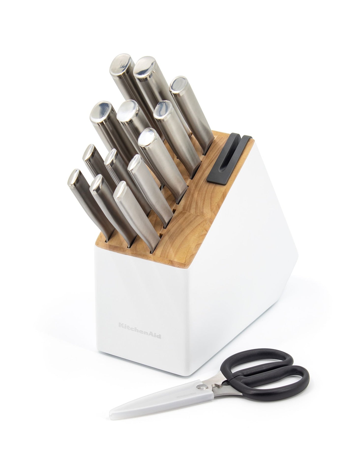 Stainless Knife Block Set, White, 15-pc P1E7 - product image 1