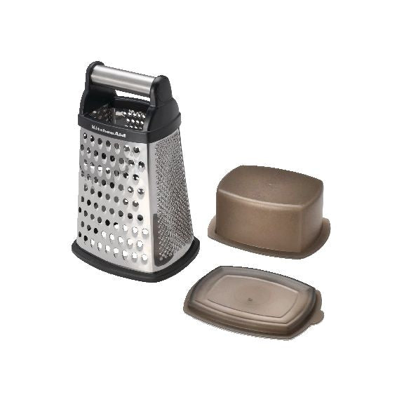 Stainless Steel Boxed Grater with Bottom Container I6E4