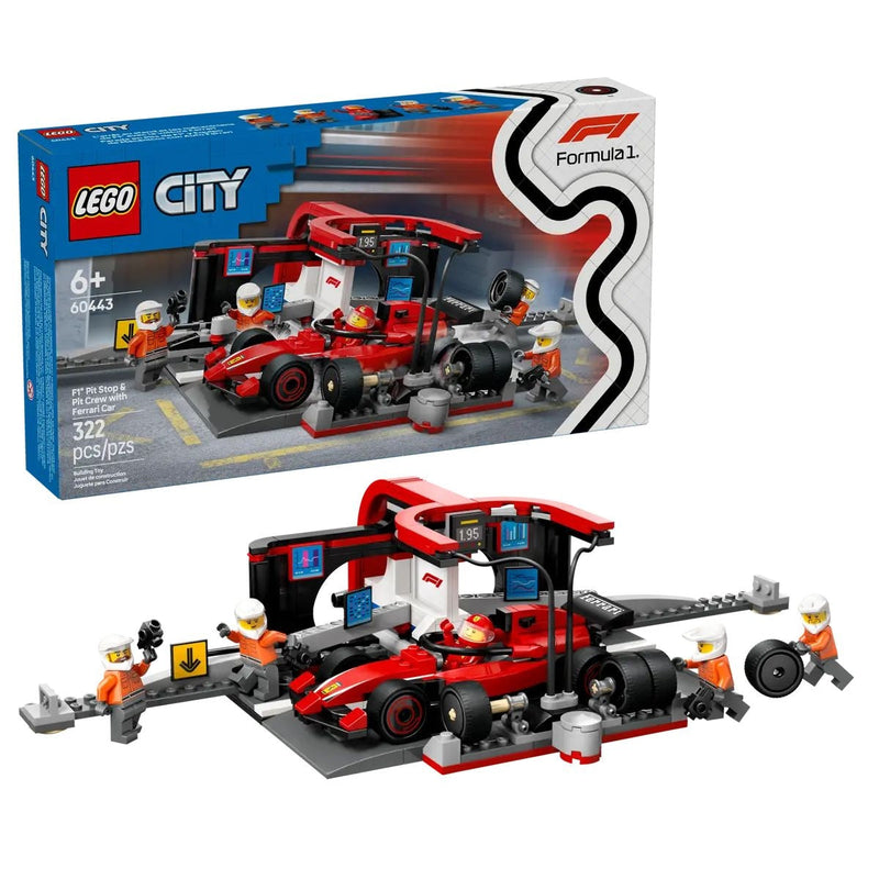 City 60443 F1 Pit Stop and Pit Crew with Ferrari Car, 322-pc G1T5