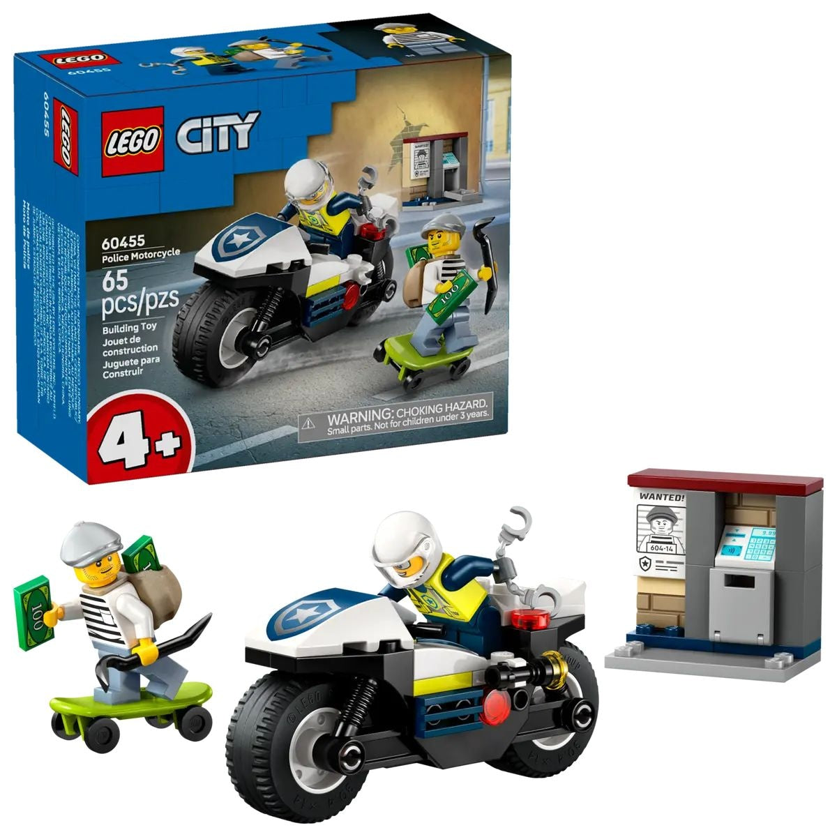City Police Motorcycle Chase - 60455, 65-pcs, Ages 4+ S7X4 - product image 1