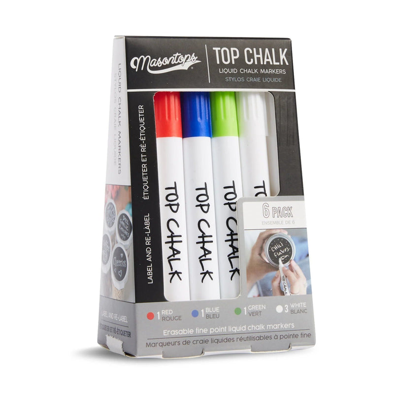 Top Chalk Erasable Liquid Chalk Markers, Multi-Colour, 6-pk U2Q5