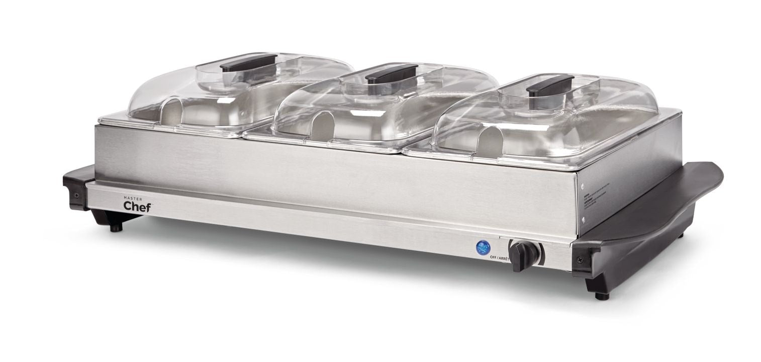 3-Tier Buffet Server/Food Warmer with Warming Tray, Stainless Steel, 300W N2F5 - product image 1