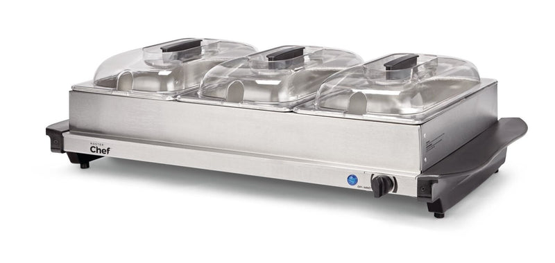 3-Tier Buffet Server/Food Warmer with Warming Tray, Stainless Steel, 300W N2F5