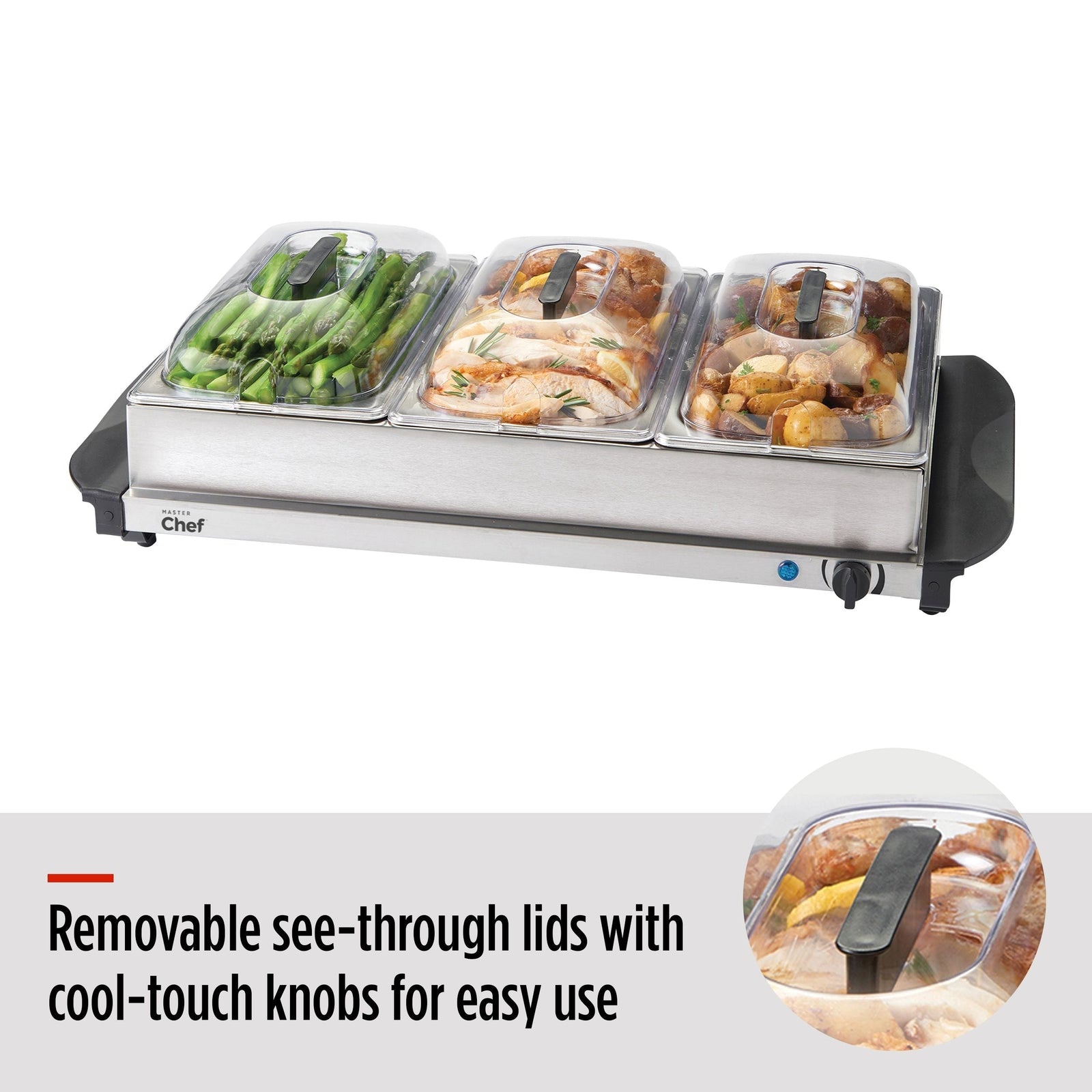 3-Tier Buffet Server/Food Warmer with Warming Tray, Stainless Steel, 300W N2F5 - product image 7