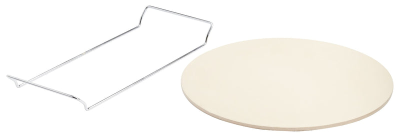 Ceramic Round Pizza Stone & Serving Rack, 15-in N3T9