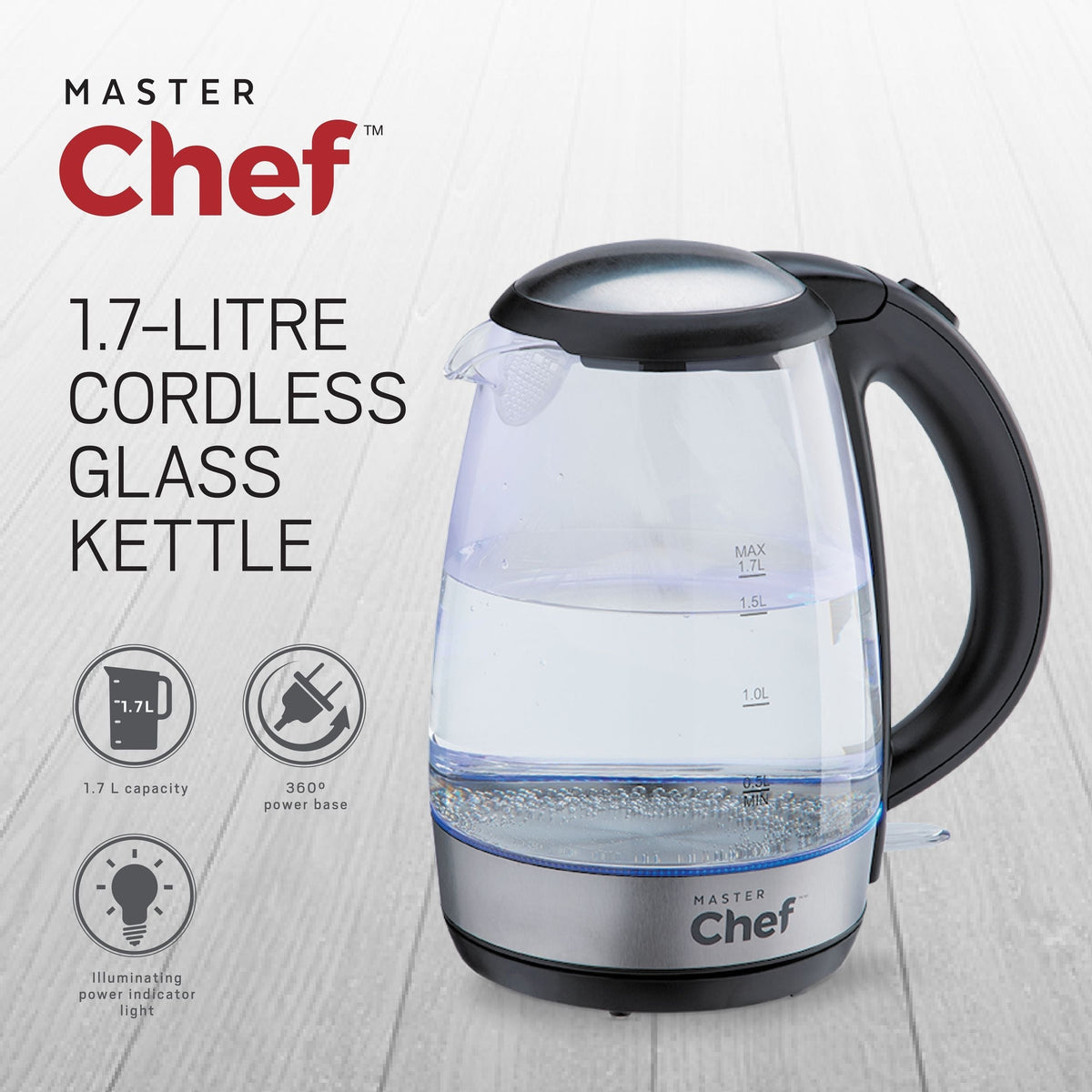 Cordless Electric Kettle with Blue Light, Glass, 1.7L A3K7 - product image 4