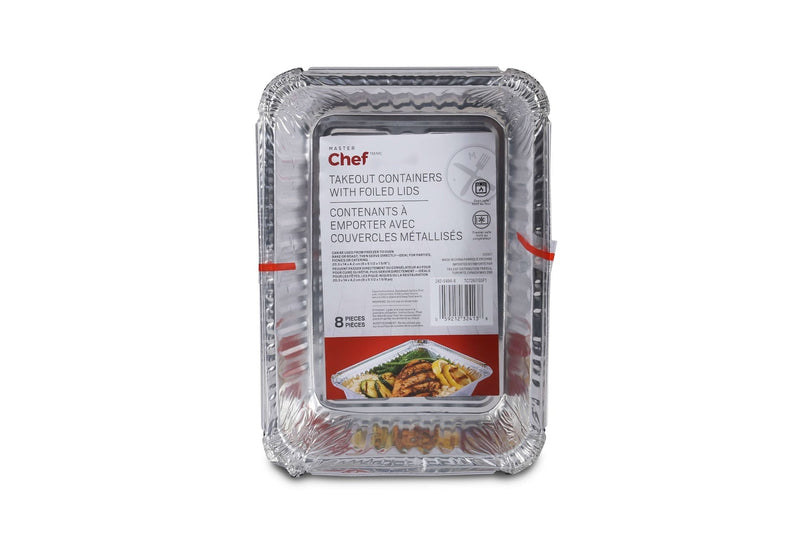 Disposable Foil Take Out Food Storage Container with Lid, 3-lb, 4-pk V2V2