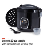 One-Touch Non-Stick Rice Cooker & Steamer, Black, 20 Cups M3O7 - product image 7