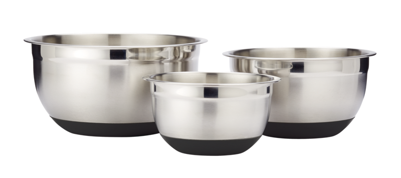 Stainless Steel Mixing Bowl Set with Non-Slip Bottom, Assorted Sizes, 3-pc B6S9