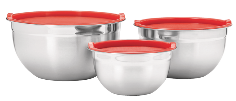Stainless Steel Mixing Bowls with Plastic Lids, 3-pk L6W5