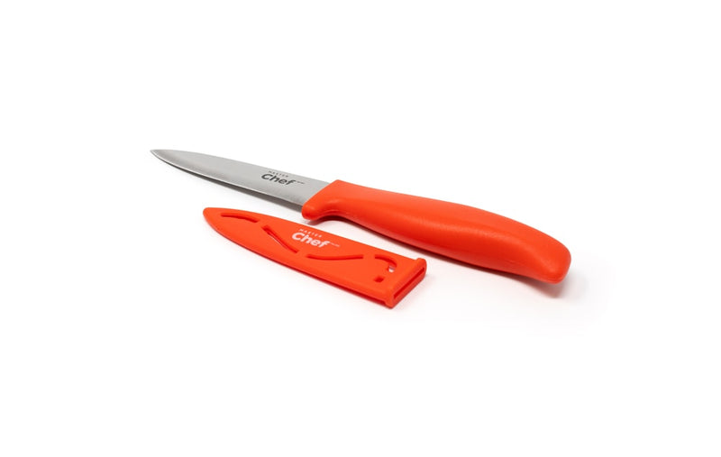 Stainless Steel Paring Knife with Sheath, 3.5-in, Assorted Colours V4X4