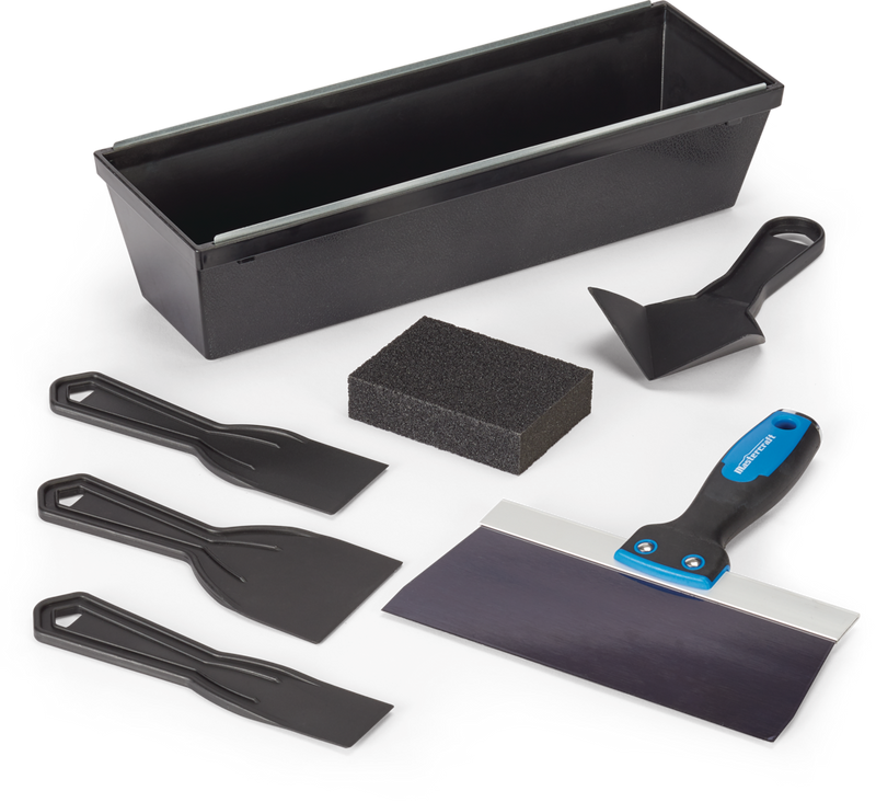 DIY Drywall Set with Mud Pan, Taping Knife, Corner Tool, Putty Knife & Sponge, 7-pc U5D7