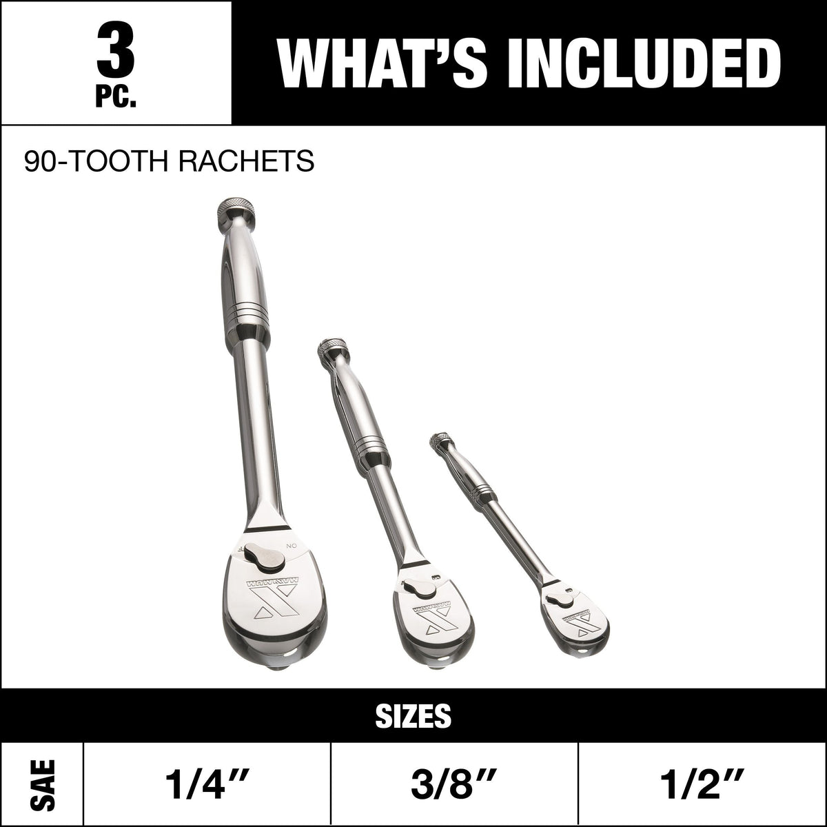 Ratchet Set, 90-Tooth, 3-pc Y5W3 - product image 4