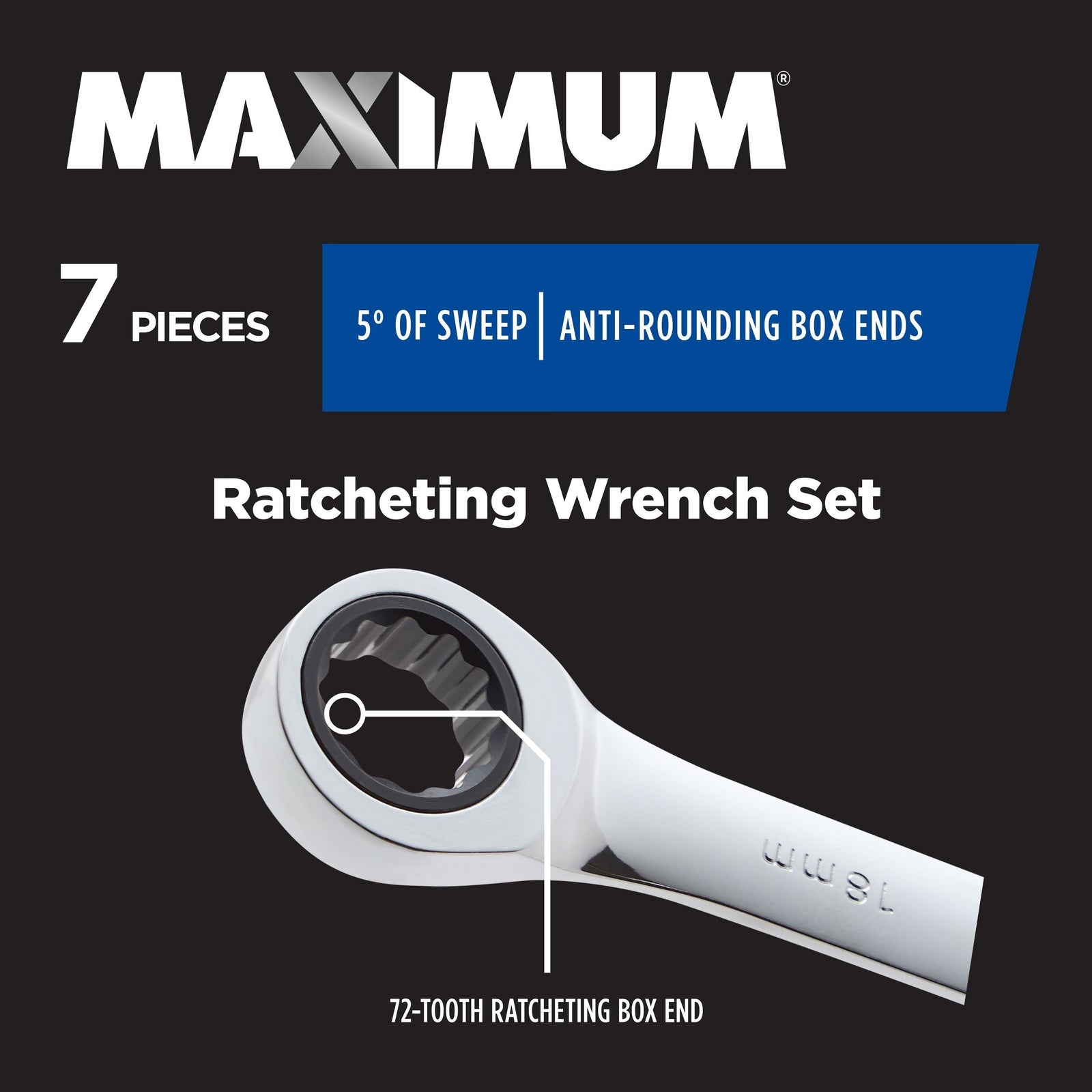 Ratcheting Wrench Set, Metric, Nickel-Chrome Plating, 7-pc X4I7 - product image 6