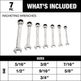 Ratcheting Wrench Set, SAE, Nickel-Chrome Plating, 7-pc S1A6 - product image 8