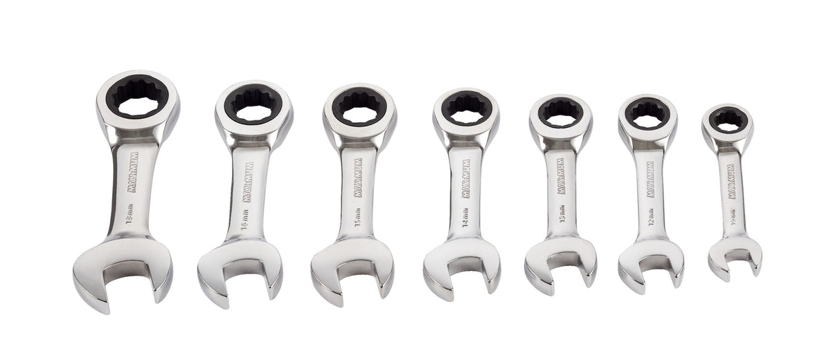 Stubby Ratcheting Wrench Set, Metric, Nickel-Chrome Plating, 7-pc Q7S5 - product image 2