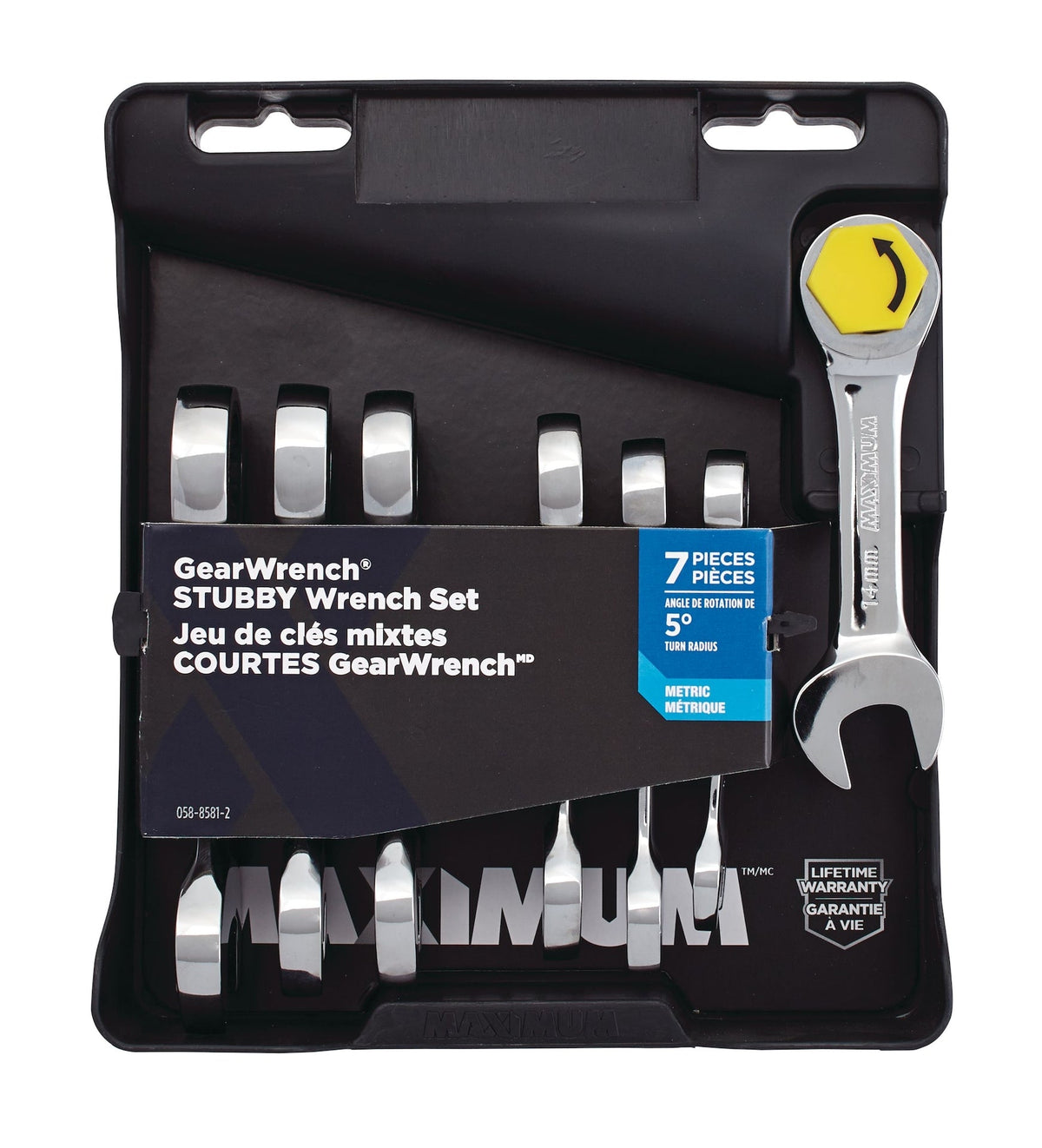 Stubby Ratcheting Wrench Set, Metric, Nickel-Chrome Plating, 7-pc Q7S5 - product image 4