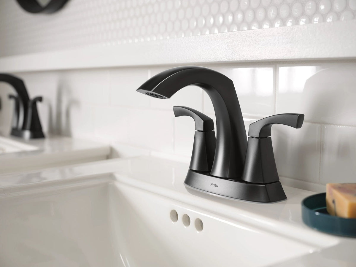 Lindor Double Handle Bathroom Faucet, Meets EPA WaterSense Criteria, Matte Black E3O2 - product image 3
