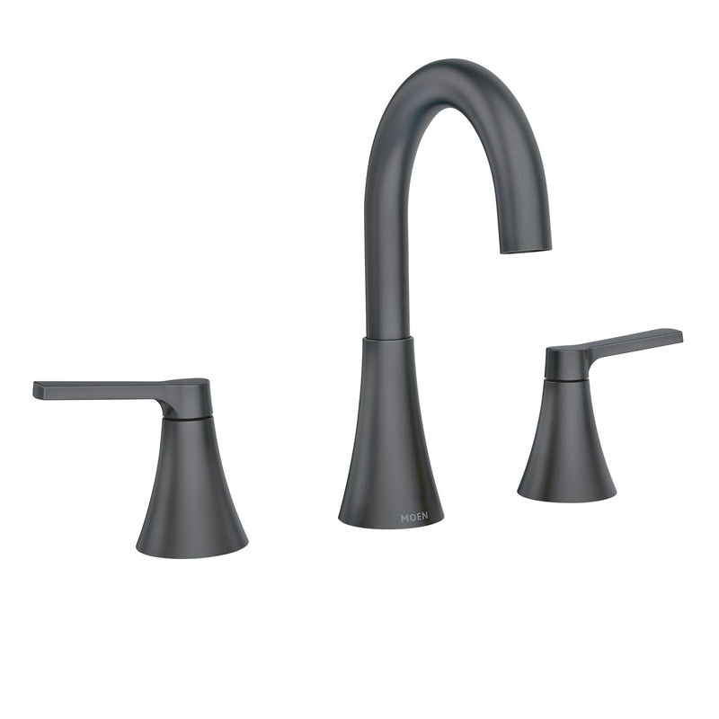 Mikah Double Handle Widspread Bathroom Faucet, Matte Black V1L5